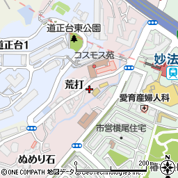 兵庫県神戸市須磨区妙法寺荒打周辺の地図