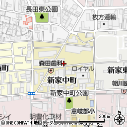 大阪府東大阪市新家中町周辺の地図