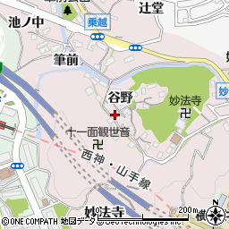 兵庫県神戸市須磨区妙法寺（谷野）周辺の地図