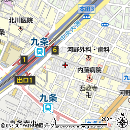 松屋九条店周辺の地図