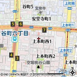 大阪府大阪市中央区上本町西1丁目周辺の地図