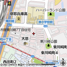 神戸東川崎港湾労働者宿舎周辺の地図