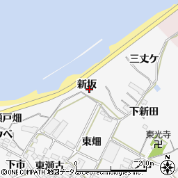 愛知県田原市仁崎町新坂周辺の地図