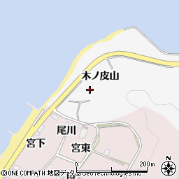 愛知県田原市仁崎町木ノ皮山周辺の地図