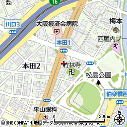 ファミリーマート本田みなと通店周辺の地図