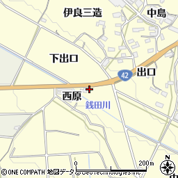 愛知県豊橋市小松原町下出口周辺の地図