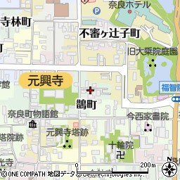 奈良県奈良市鵲町周辺の地図