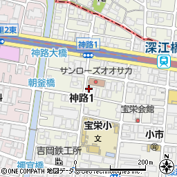 大阪府大阪市東成区神路1丁目周辺の地図