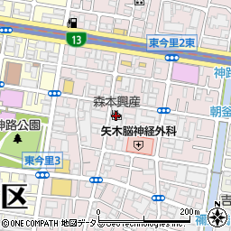 森本興産株式会社　今里工場周辺の地図