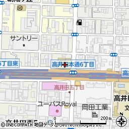 ライフ高井田店駐車場周辺の地図