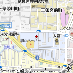 奈良市三条西集会所周辺の地図