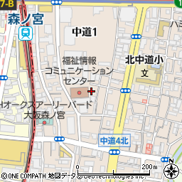 〒537-0025 大阪府大阪市東成区中道の地図