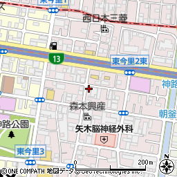 大阪マツダ東成営業所周辺の地図