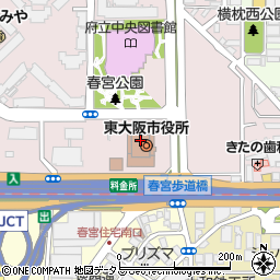東大阪市役所監査委員　事務局周辺の地図