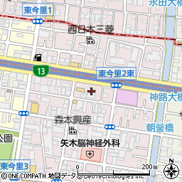 吉野家 中央大通深江橋店周辺の地図