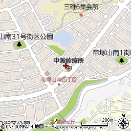 奈良帝塚山南郵便局周辺の地図