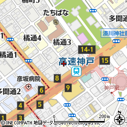 リパーク高速神戸駅前駐車場周辺の地図