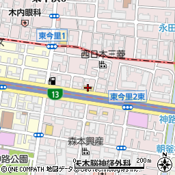 西日本三菱東成店周辺の地図