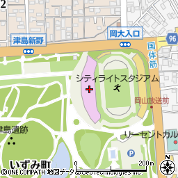 岡山県　庭球場・予約受付周辺の地図