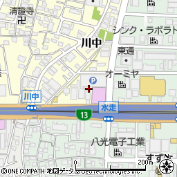 東大阪市役所　撤去自転車水走保管所周辺の地図