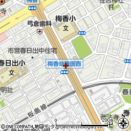 くるっとパーク梅香南国道高架下駐車場周辺の地図