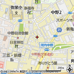 大阪府東大阪市中野周辺の地図