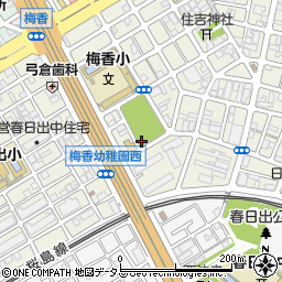 梅香公園トイレ周辺の地図