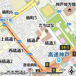 兵庫県神戸市中央区橘通周辺の地図
