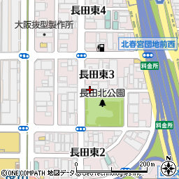 大阪府東大阪市長田東3丁目周辺の地図