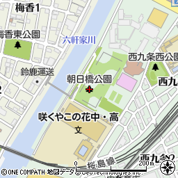 朝日橋公園周辺の地図