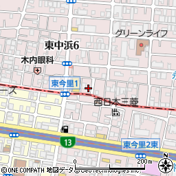 大阪府大阪市城東区東中浜6丁目12周辺の地図