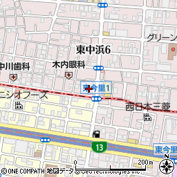 大阪府大阪市城東区東中浜6丁目11周辺の地図