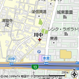 大阪府東大阪市川中周辺の地図