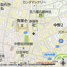 東大阪中野郵便局周辺の地図