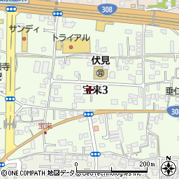 奈良県奈良市宝来3丁目周辺の地図
