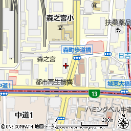 大阪府大阪市城東区森之宮1丁目5周辺の地図