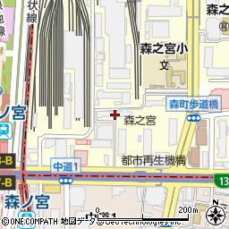 大阪府大阪市城東区森之宮1丁目2周辺の地図