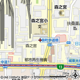 大阪府大阪市城東区森之宮1丁目1周辺の地図