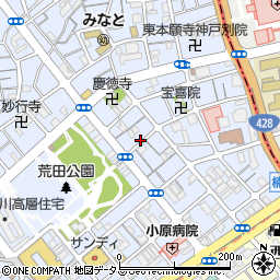 兵庫県神戸市兵庫区荒田町2丁目14-4周辺の地図