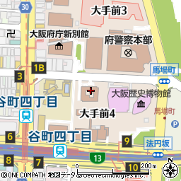 大阪家庭裁判所　採用試験等のお問い合わせ・人事課周辺の地図