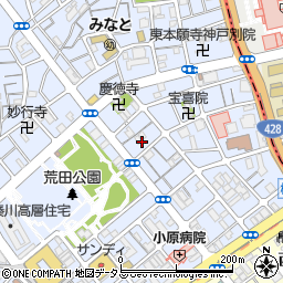 兵庫県神戸市兵庫区荒田町2丁目14周辺の地図