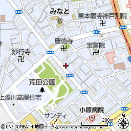 兵庫県神戸市兵庫区荒田町3丁目3-7周辺の地図