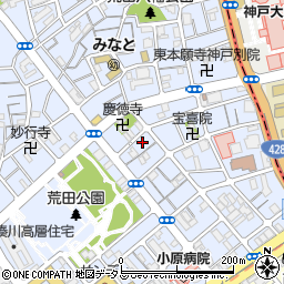 兵庫県神戸市兵庫区荒田町3丁目3-14周辺の地図