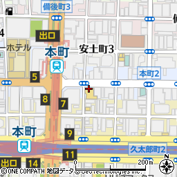 楽蔵 RAKUZO 大阪本町駅前店周辺の地図