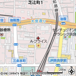 タイムズＪＲ奈良駅北駐車場周辺の地図