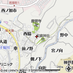 兵庫県神戸市須磨区車松ケ原周辺の地図