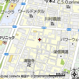 大阪府東大阪市今米周辺の地図