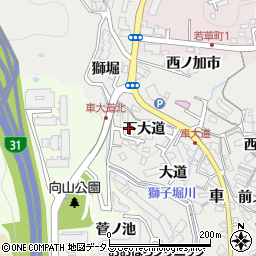 兵庫県神戸市須磨区車下大道周辺の地図