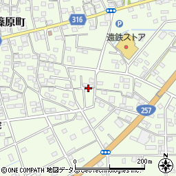 静岡県浜松市中央区篠原町周辺の地図