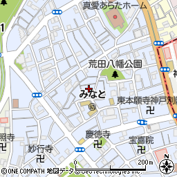 兵庫県神戸市兵庫区荒田町3丁目22周辺の地図